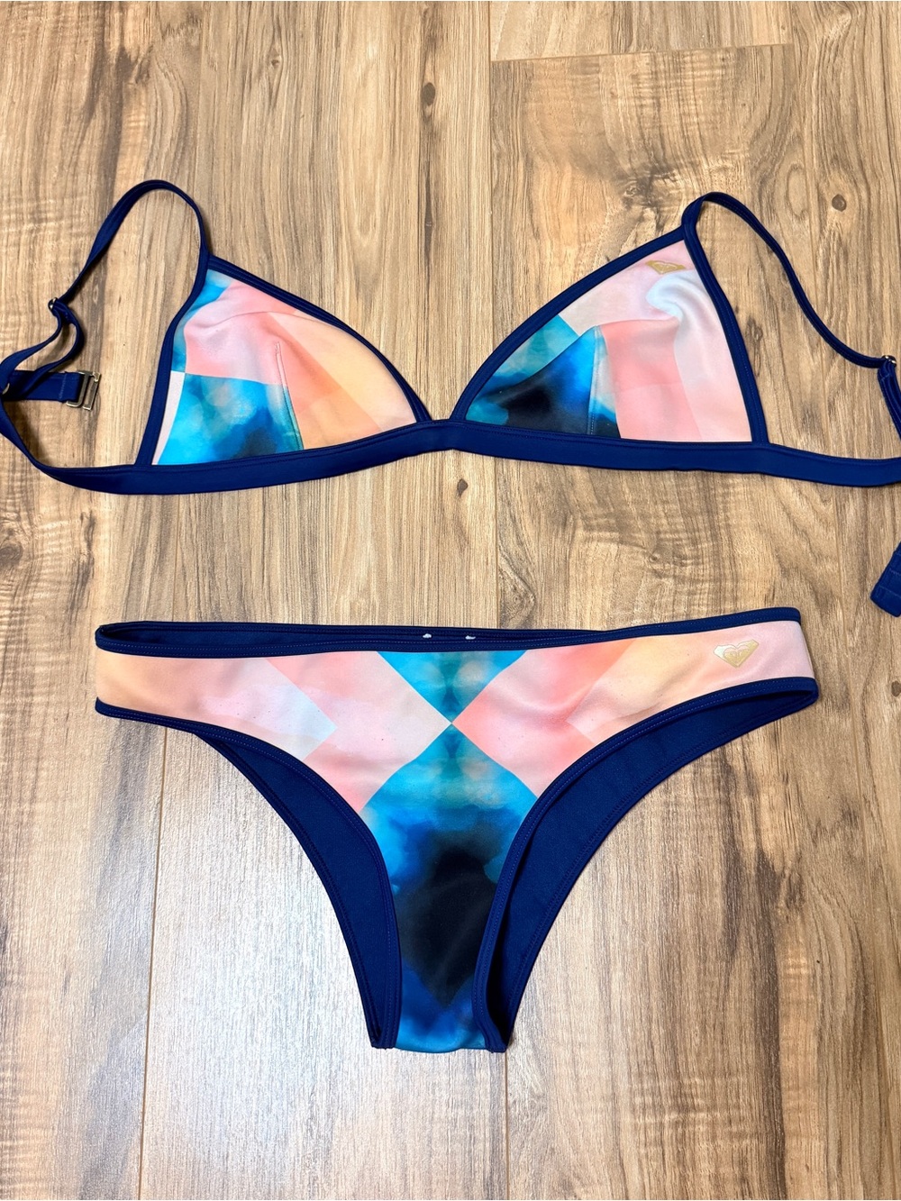 Roxy POP Surf Bikini Set Water World Neoprene Swimsuit Sz L - Picture 3 of 10